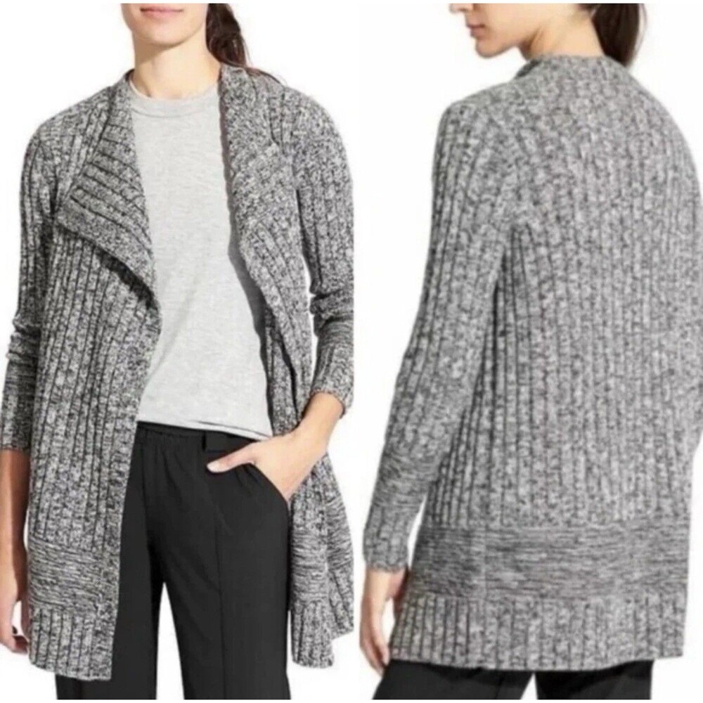 ATHLETA Wildwood MEDIUM Marled Cardigan MERINO EXTRA FINE WOOL Knit Open Sweater